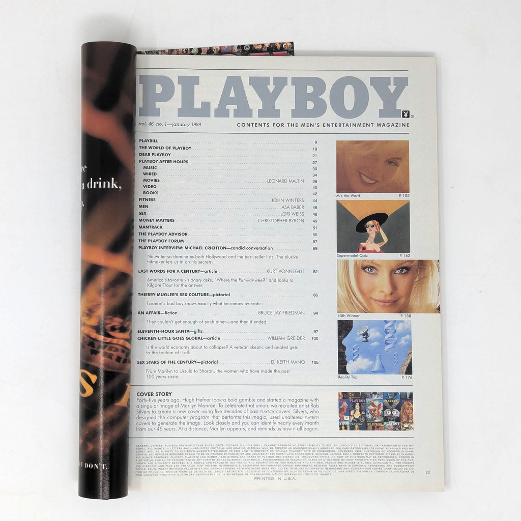 Playboy, January 1999, table of contents