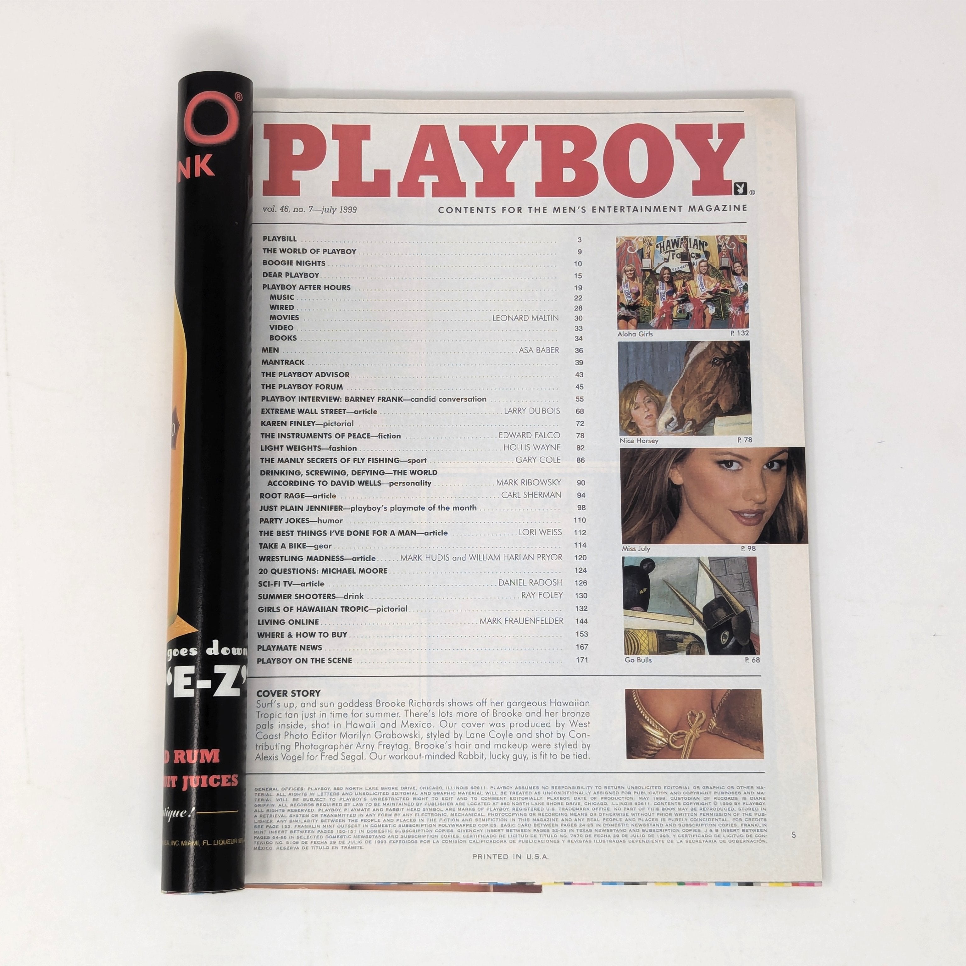 Playboy, July 1999, table of contents