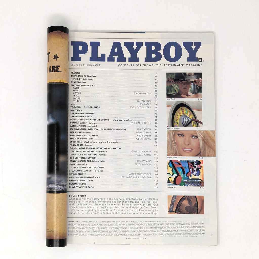 Playboy, August 1999, table of contents