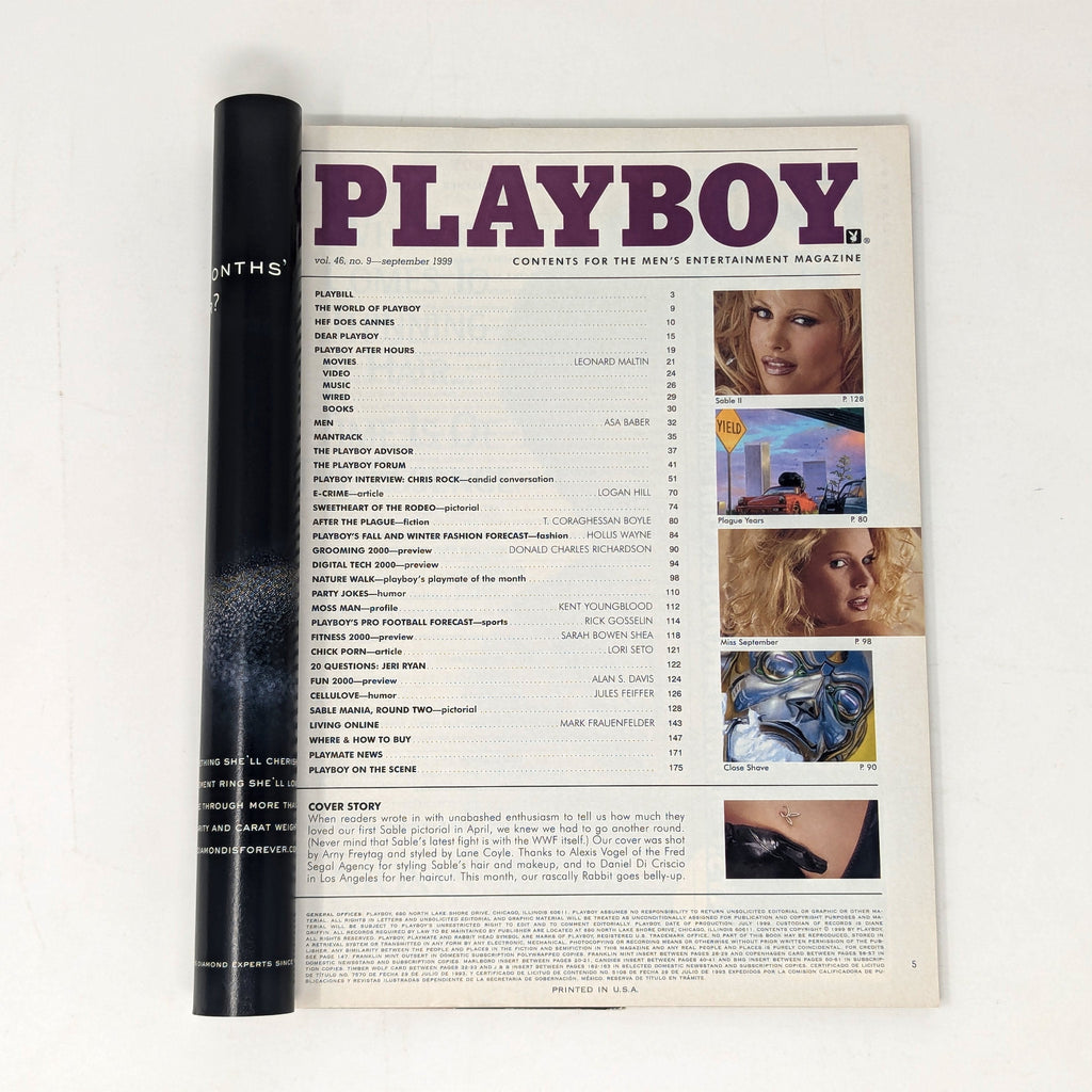 Playboy, September 1999, table of contents
